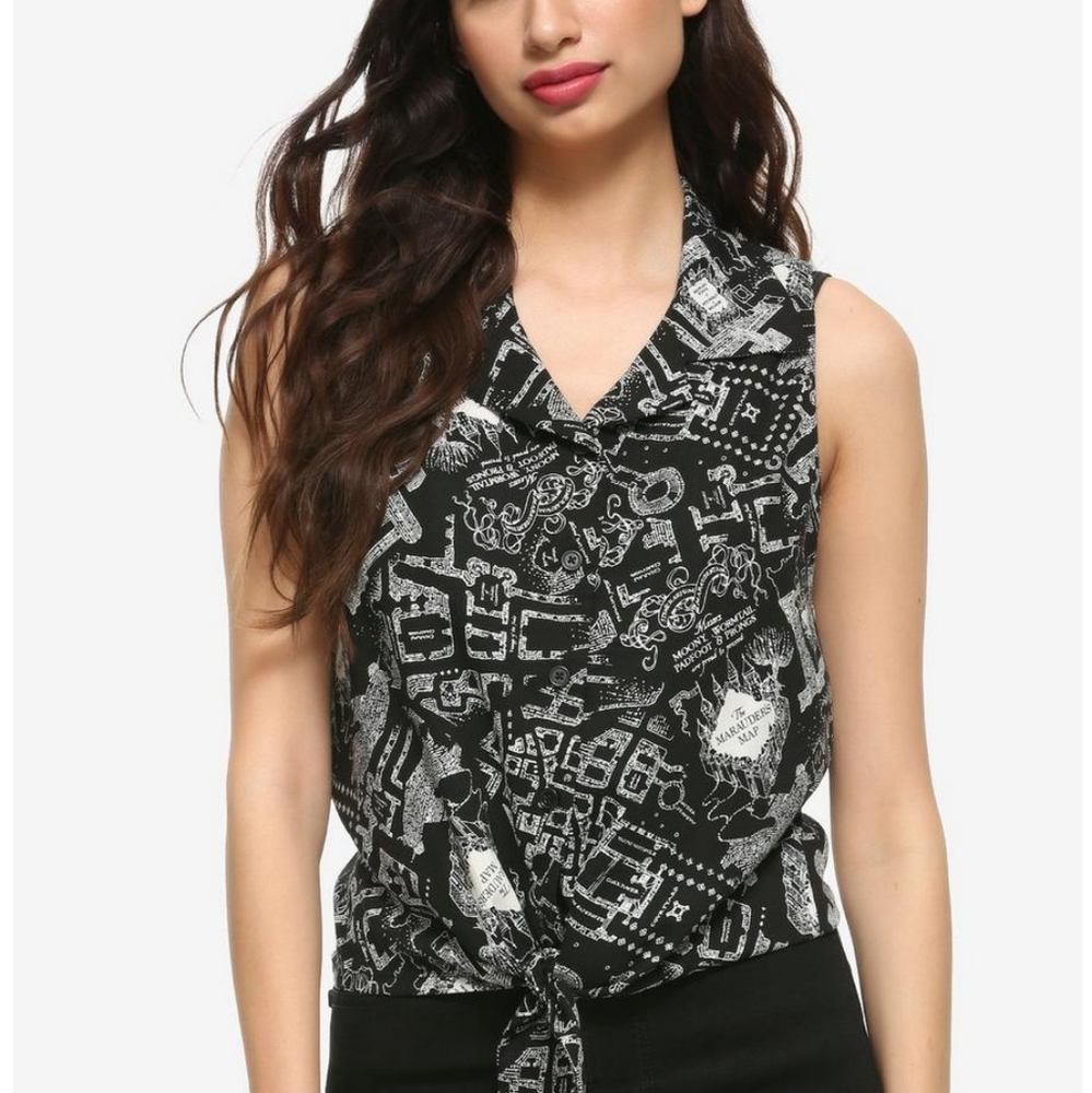 Harry Potter Marauder's Map sleeveless button-up shirt